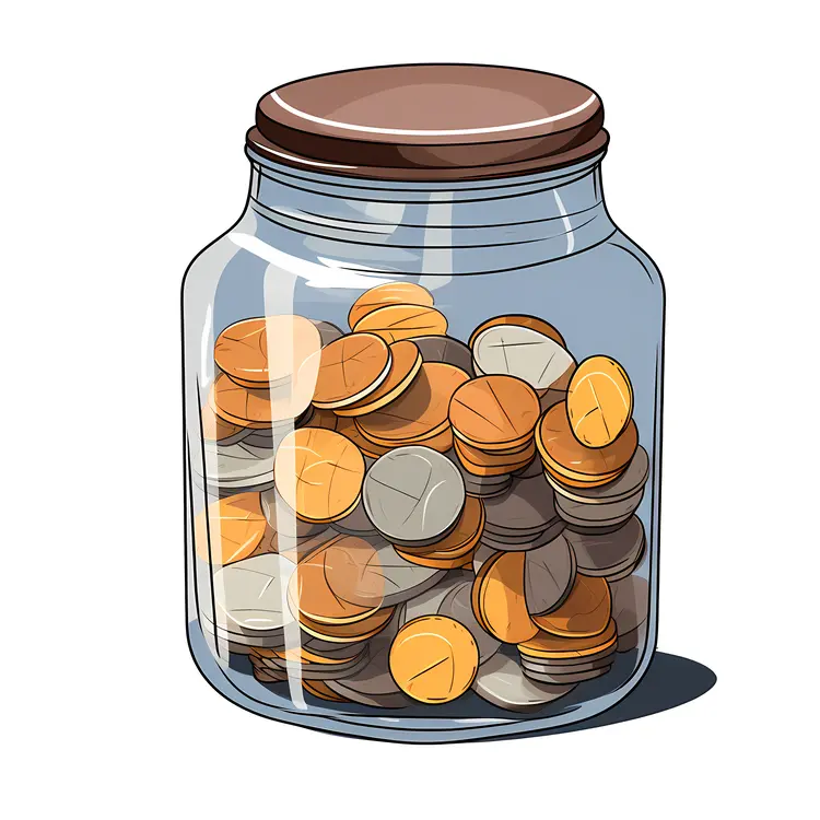Coins in Glass Jar for Savings