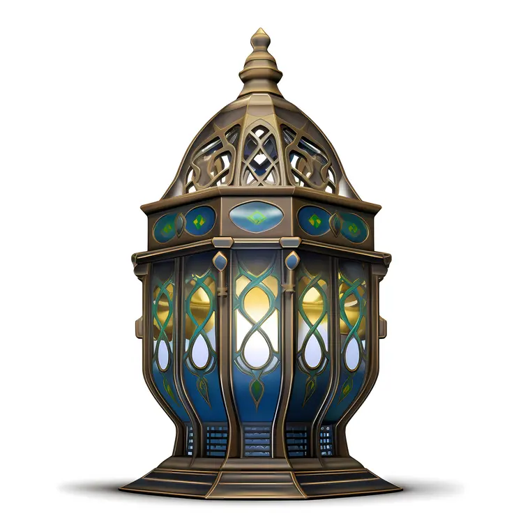 Blue Lantern with Golden Details
