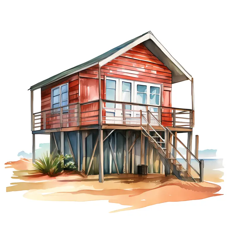 Cozy Beach House Illustration