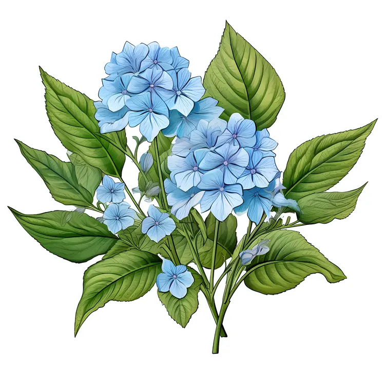 Blue Hydrangea Cluster