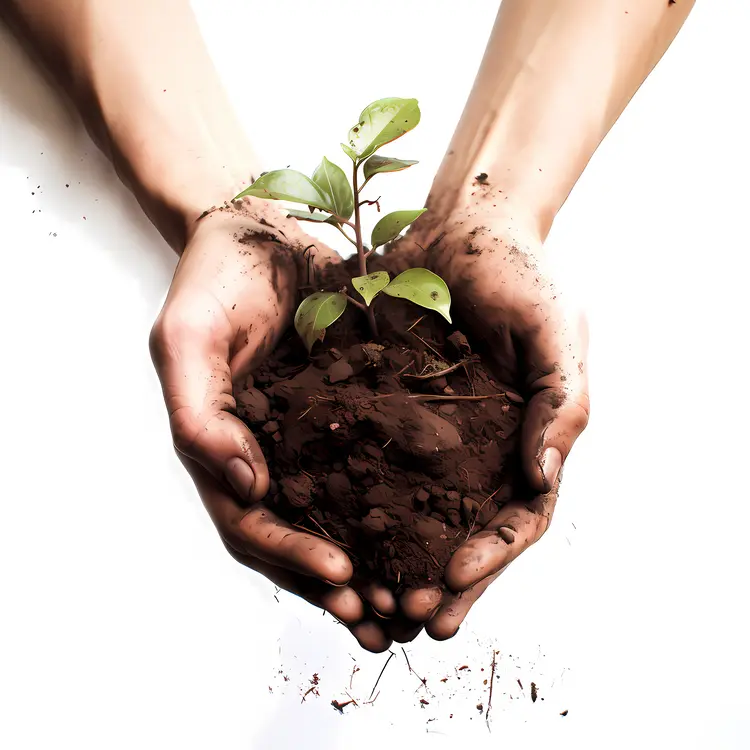 Hands Holding Soil with a Growing Plant