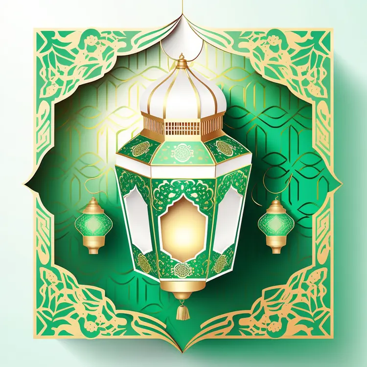 Green Lantern for Ramadan Decoration