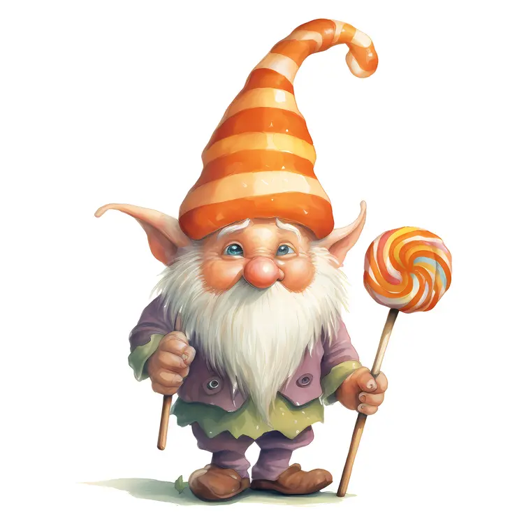 Whimsical Gnome with Candy Cane