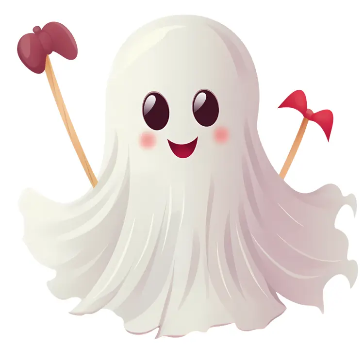 Adorable Smiling Ghost with Bow