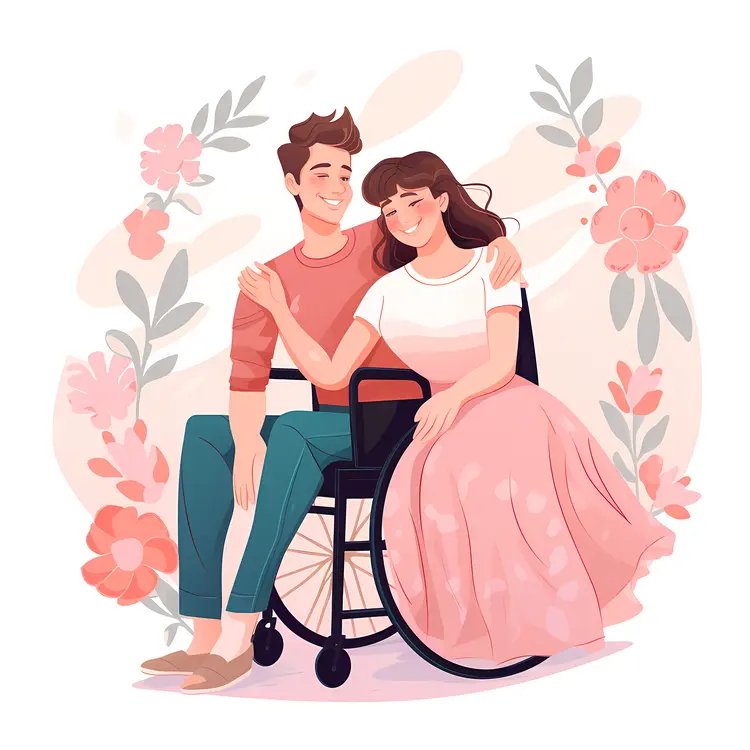 Romantic Couple with Wheelchair