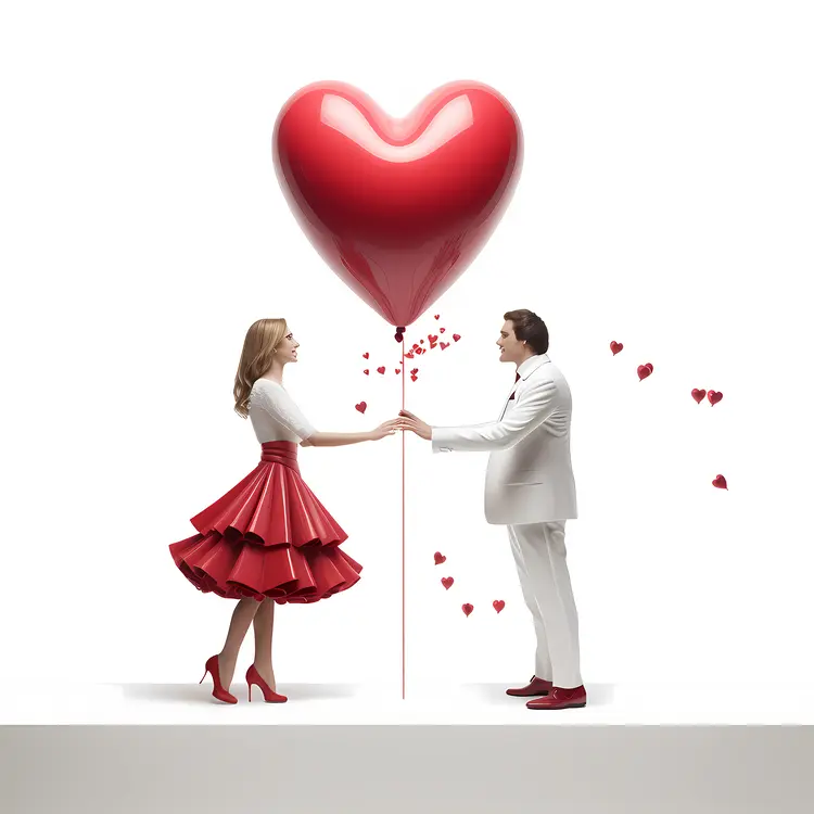 Romantic Couple with Heart Balloon