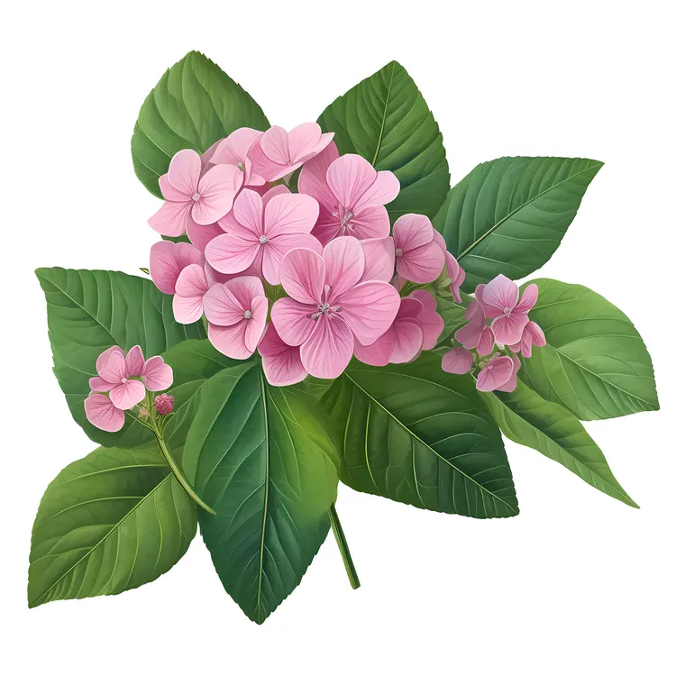 Charming Pink Flowers with Green Leaves