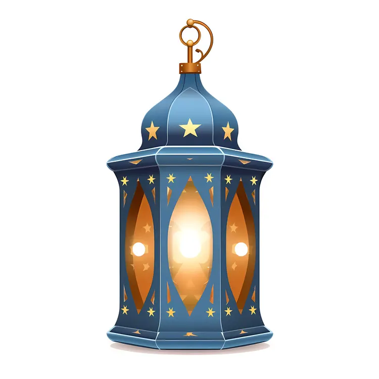 Blue Lantern with Star Patterns