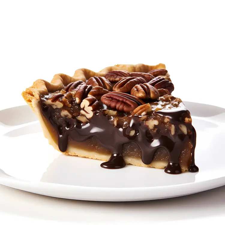 Chocolate Drizzled Pecan Pie Slice