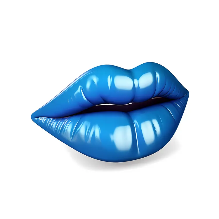 Glossy Blue Lips Illustration