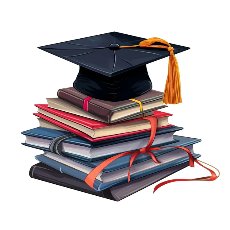 Graduation Cap on Stack of Books