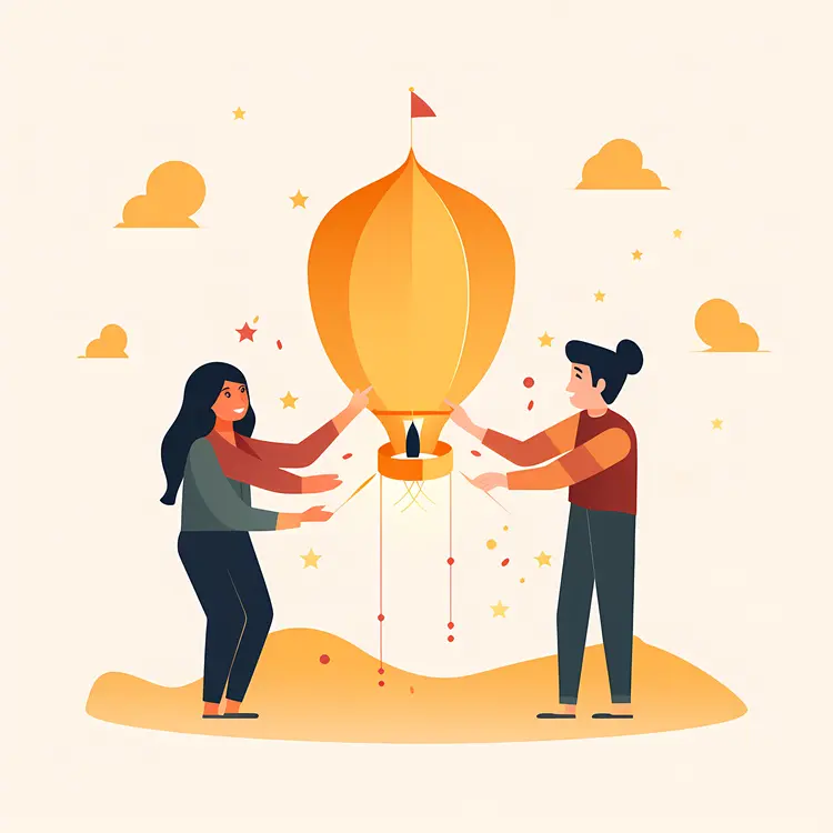 Couple Holding a Sky Lantern
