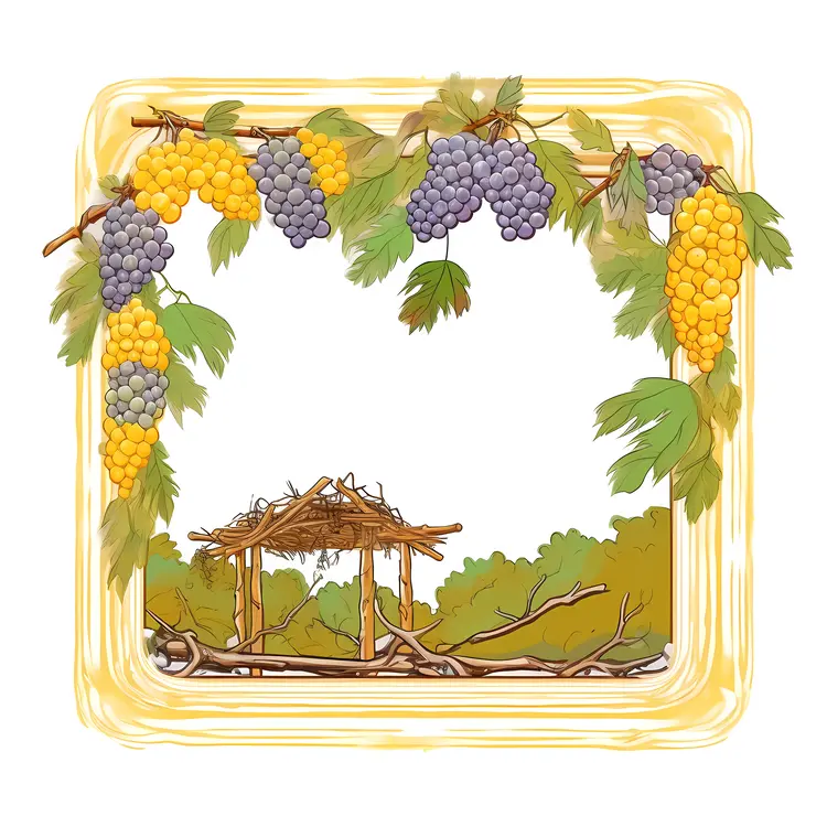 Grapes and Vine Illustration for Sukkot Celebration