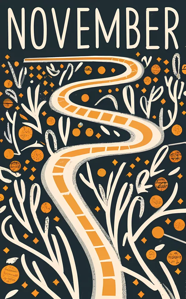 November with Winding Path and Leaves