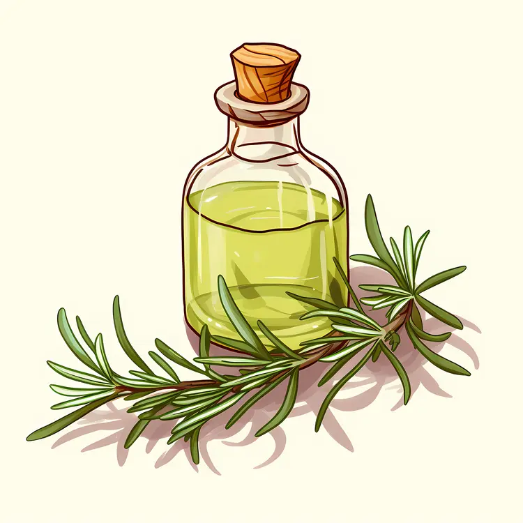 Rosemary Oil Bottle with Fresh Herbs
