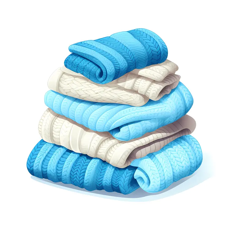 Neatly Folded Stack of Blue Clothes