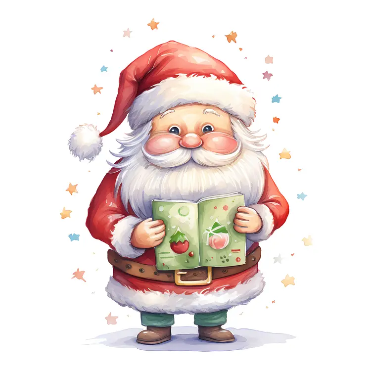Santa Claus Reading a Book