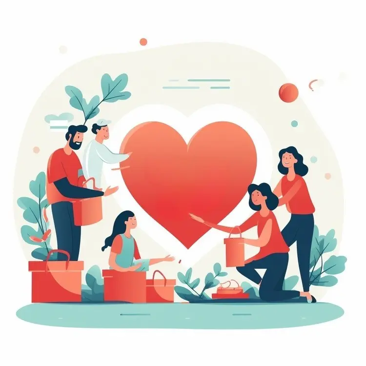 Family Giving Gifts with a Heart Symbol