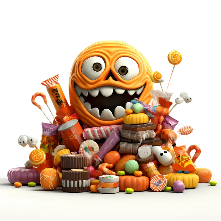 Monster Pumpkin with Halloween Candy