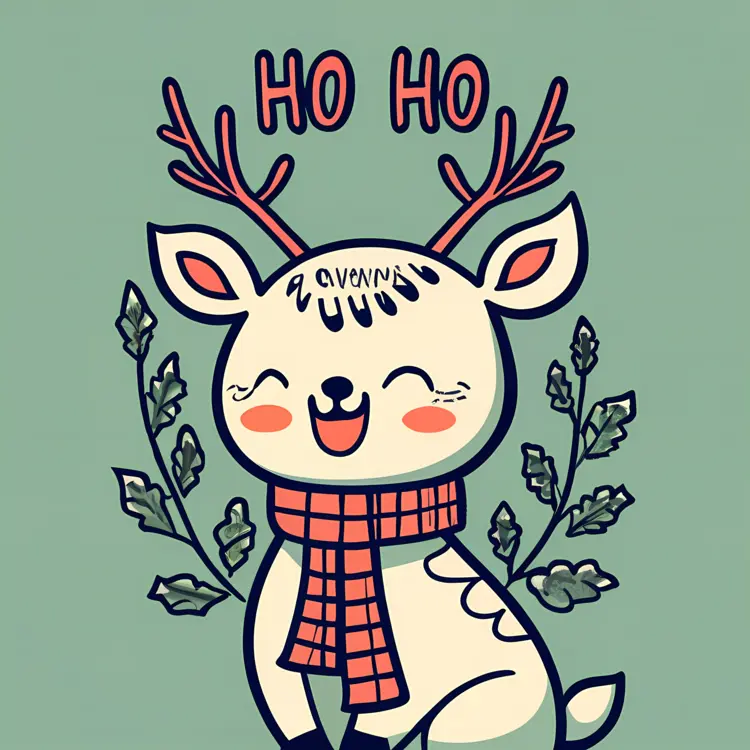Cute Reindeer with Scarf for Christmas