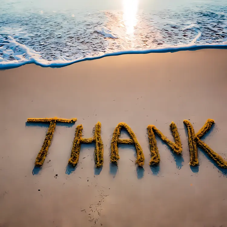 Thank You Written on Beach Sand