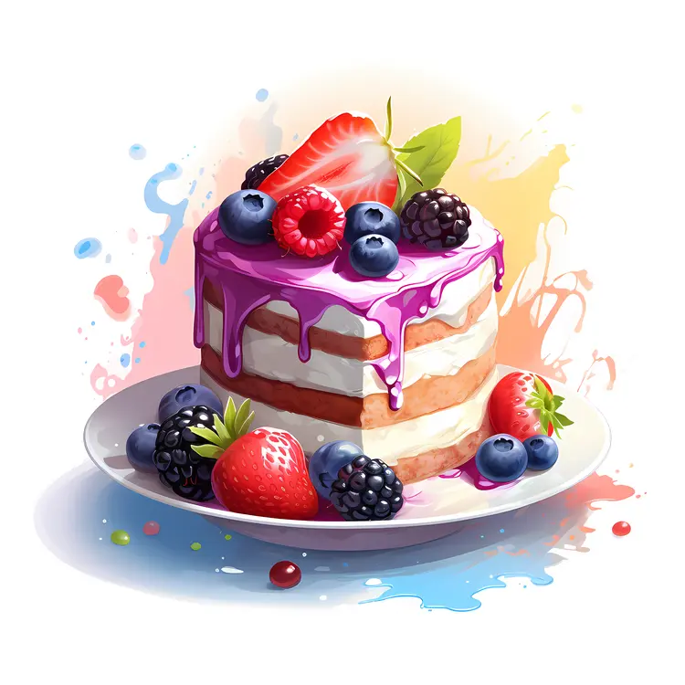 Colorful Cake with Berries