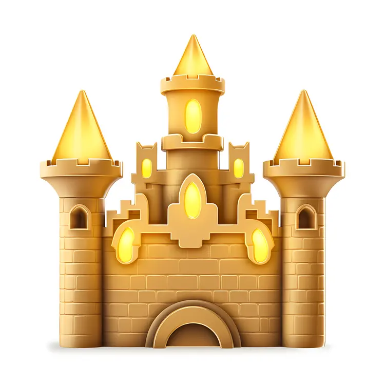 Golden Castle with Illuminated Towers
