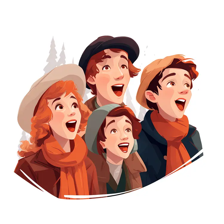 Joyful Children Singing Christmas Carols