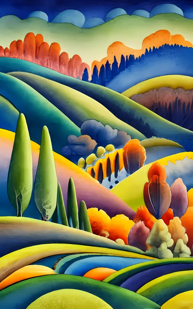 Vibrant and Colorful Hills in a Scenic Landscape
