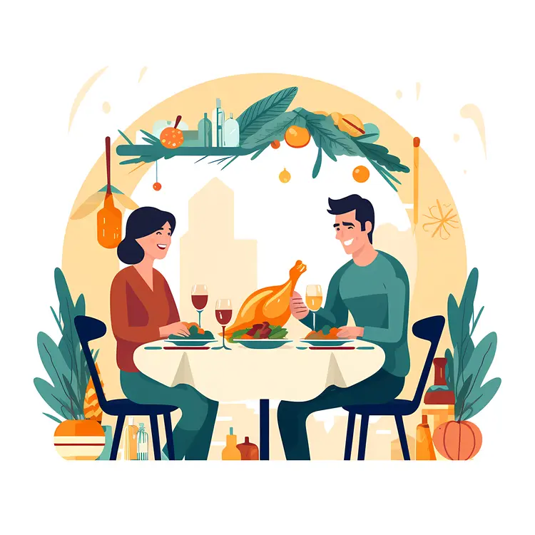 Couple Enjoying Holiday Dinner