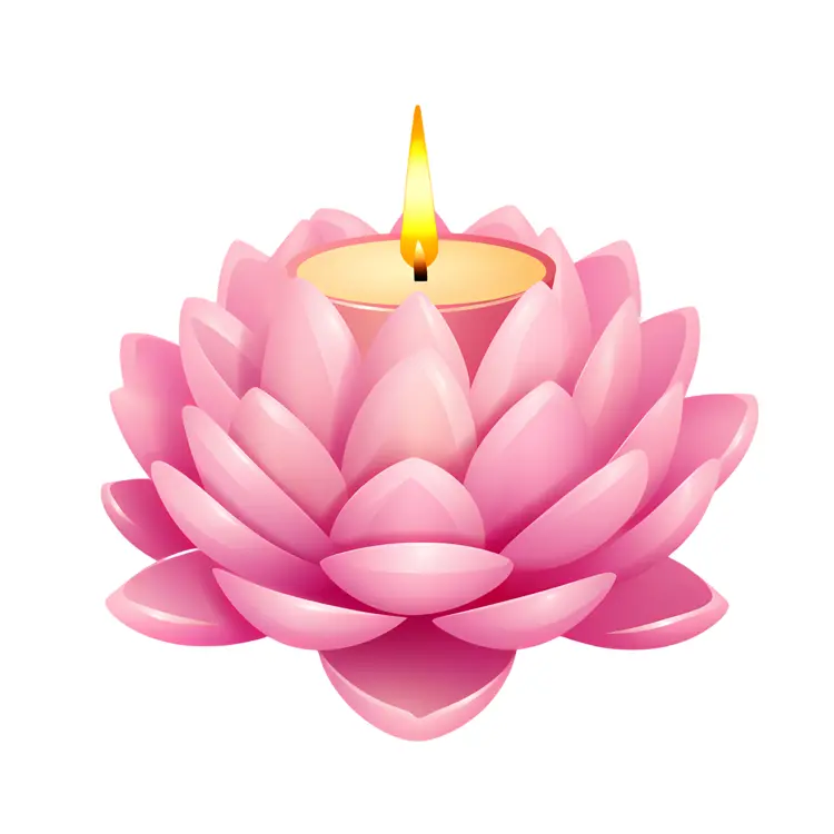 Pink Lotus Candle with Flame