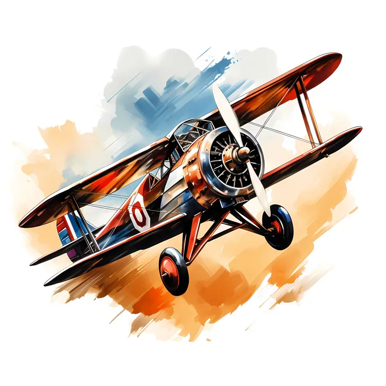 Vintage Biplane in Artistic Style