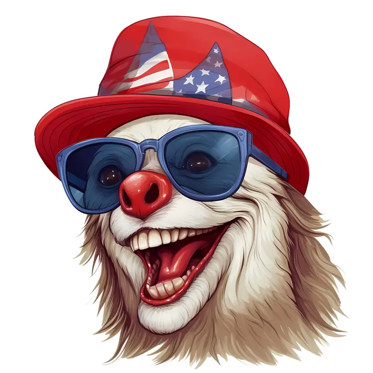 Cool Sloth with Red Hat and Sunglasses for Independence Day
Cool Sloth with Red Hat and Sunglasses for Independence Day