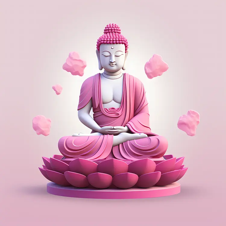 Pink Buddha Statue on Lotus