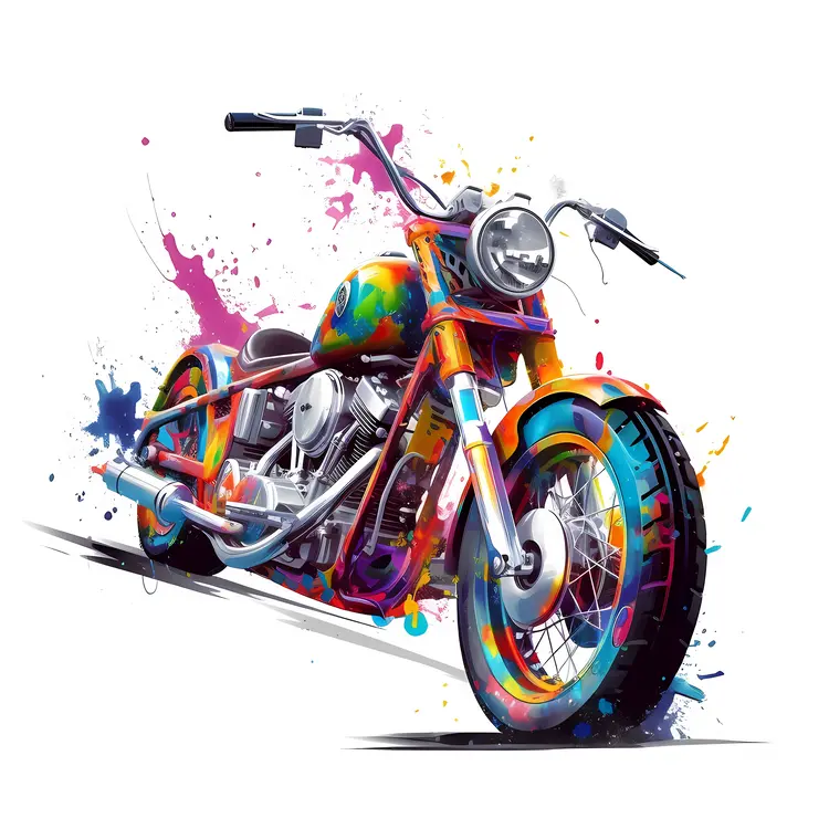 Colorful Motorcycle with Splashes