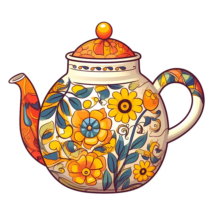 Beautiful Floral Teapot Illustration