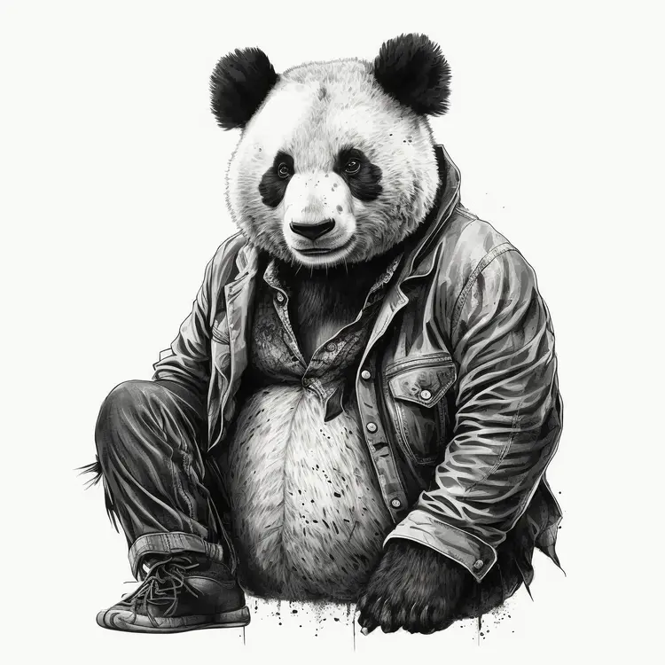 Panda in a Jacket Illustration