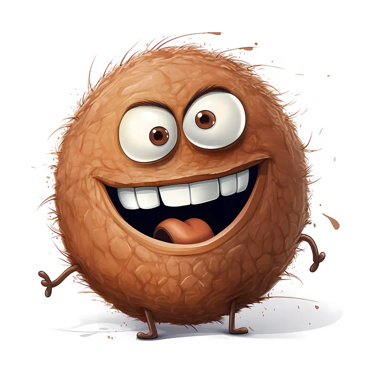 Cute Coconut Character with Big Smile