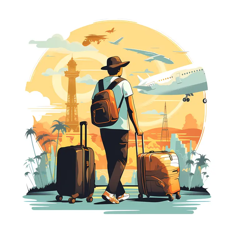Traveler with Luggage at the Airport