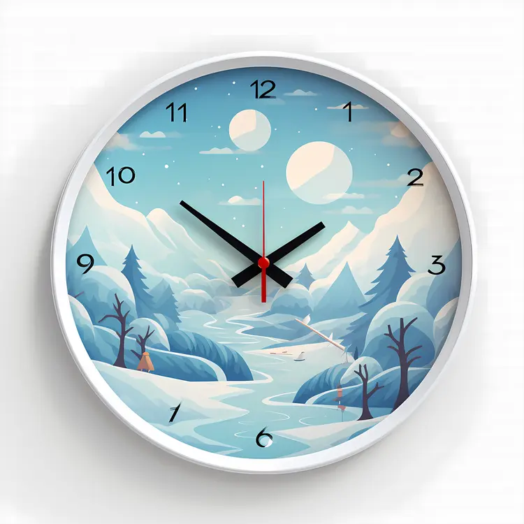 Winter Scene Clock with Snowy Landscape