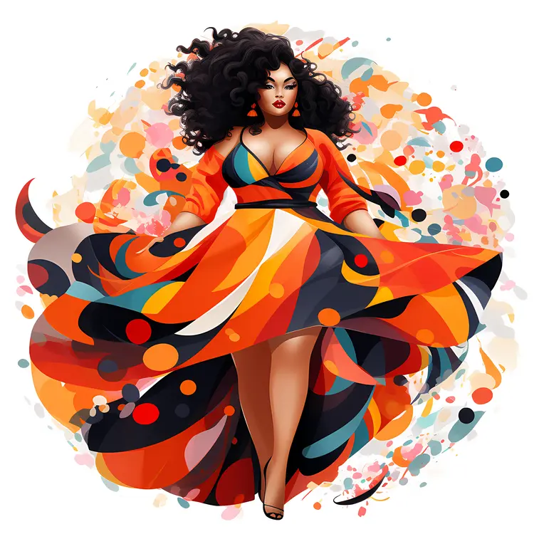 Confident Woman in Colorful Dress