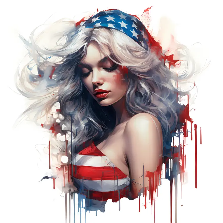 Patriotic Woman with American Flag Headband