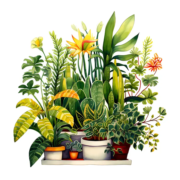 Diverse Potted Plants