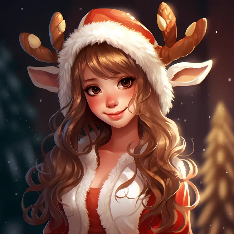 Woman in Reindeer Costume