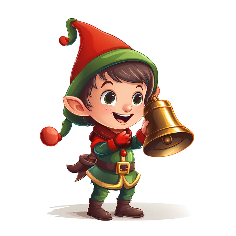 Happy Elf with a Bell