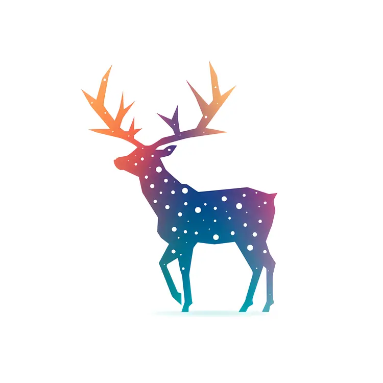 Colorful Deer with Starry Antlers