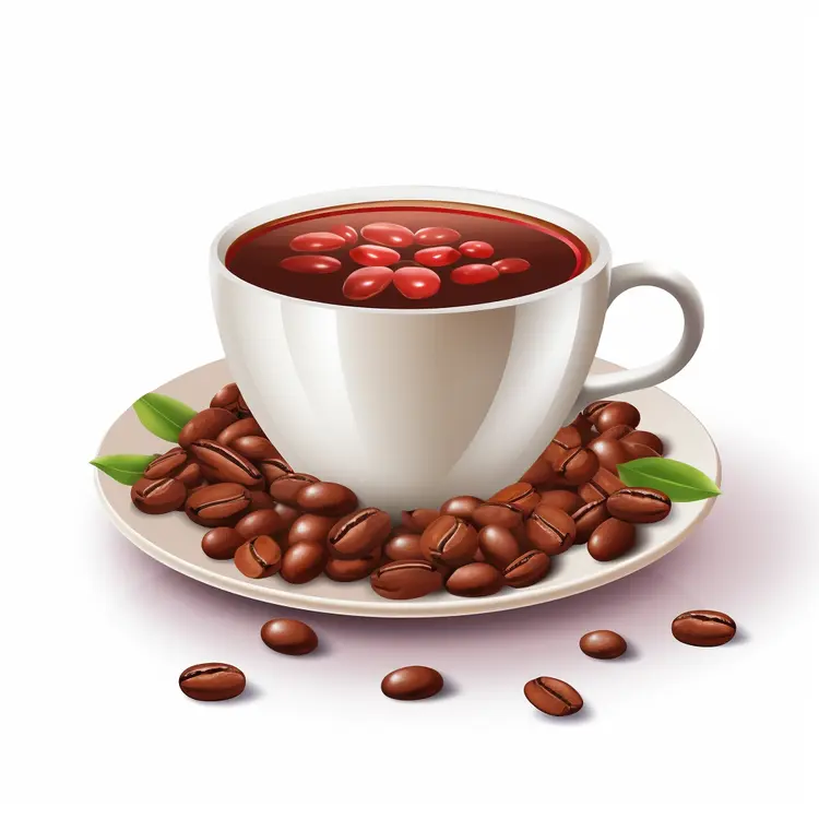 Coffee Cup with Beans on Saucer