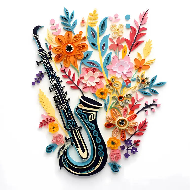 Saxophone with Paper Flower Art