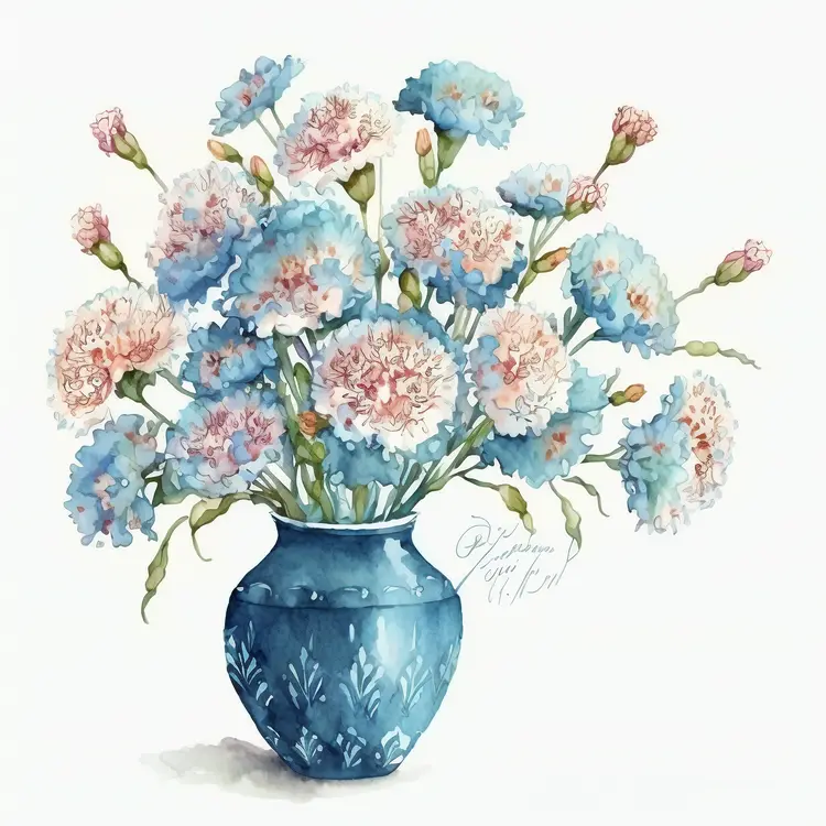 Beautiful Watercolor Vase with Flowers