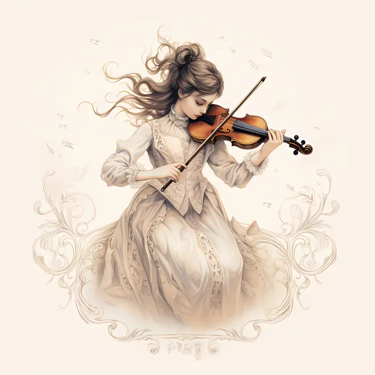 Vintage Woman Playing Violin
